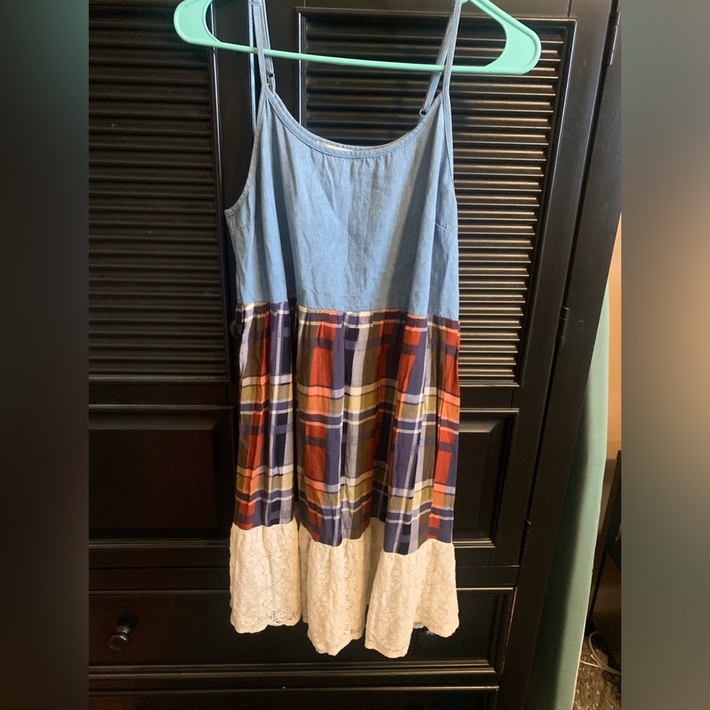 Umgee Denim and Plaid Kids Dress